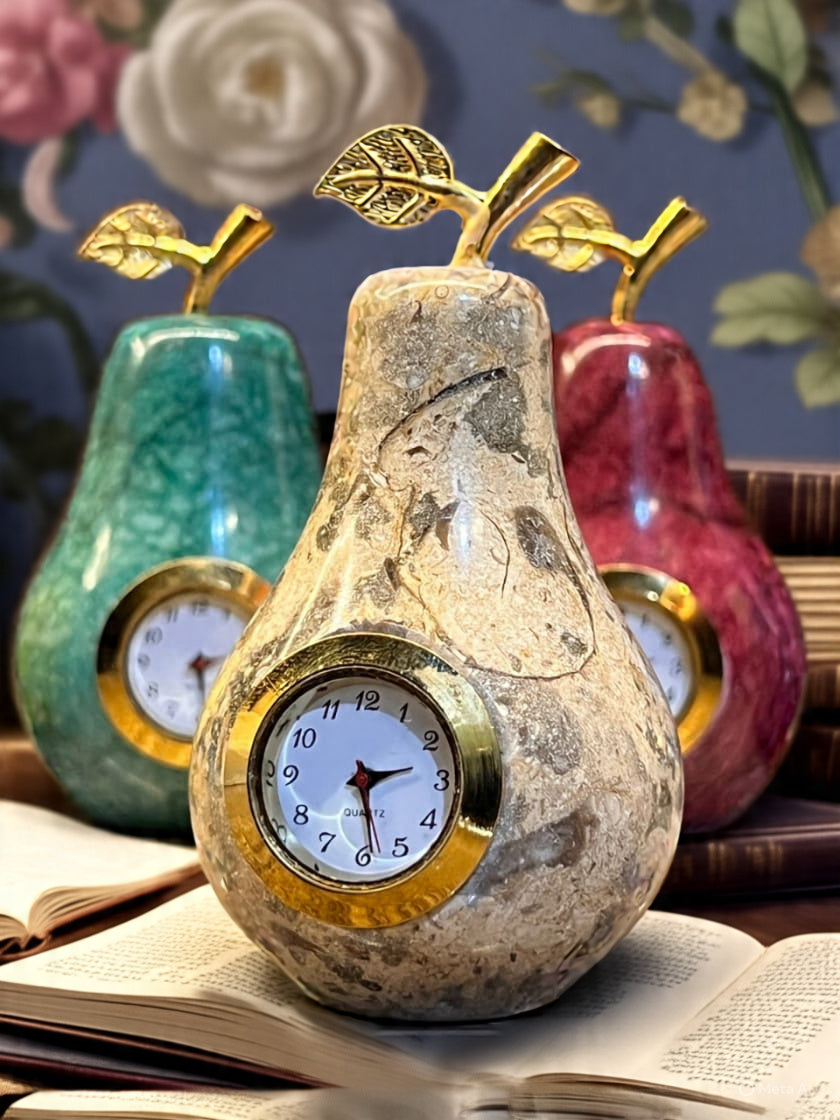 Handcrafted Onyx Marble Pear Watch – Luxury Decorative Timepiece