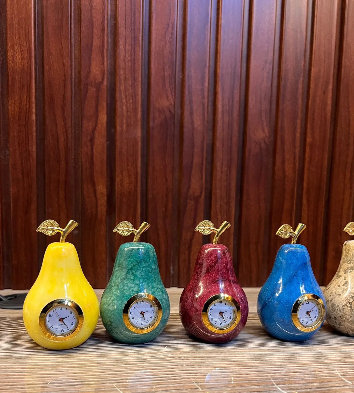 Handcrafted Onyx Marble Pear Watch – Luxury Decorative Timepiece