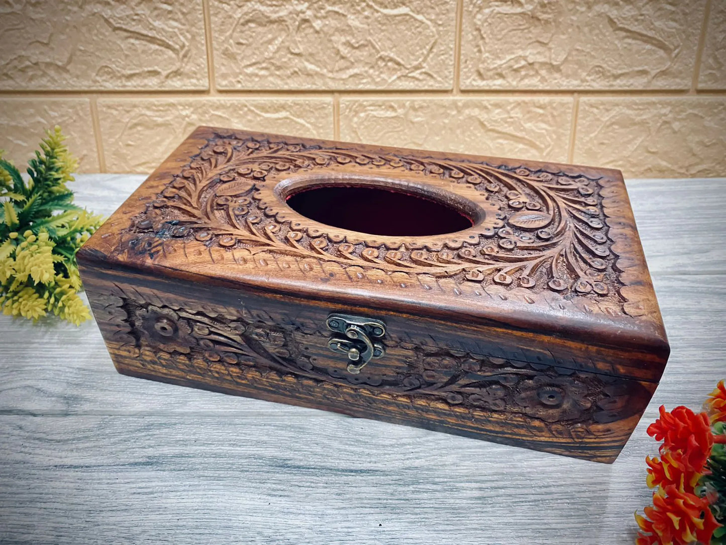 Handcrafted Wooden Tissue Box Holder – Elegant Rectangular Décor Cover  Short Description (Shopify):