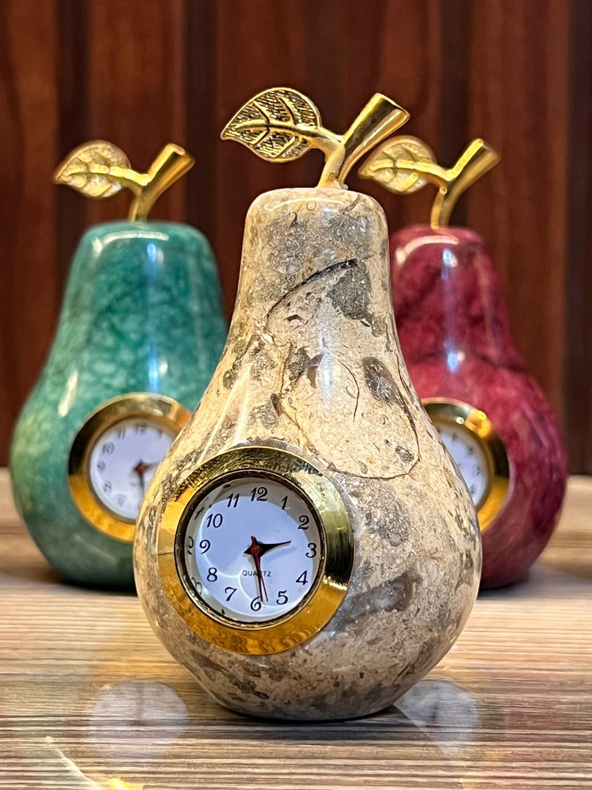 Handcrafted Onyx Marble Pear Watch – Luxury Decorative Timepiece